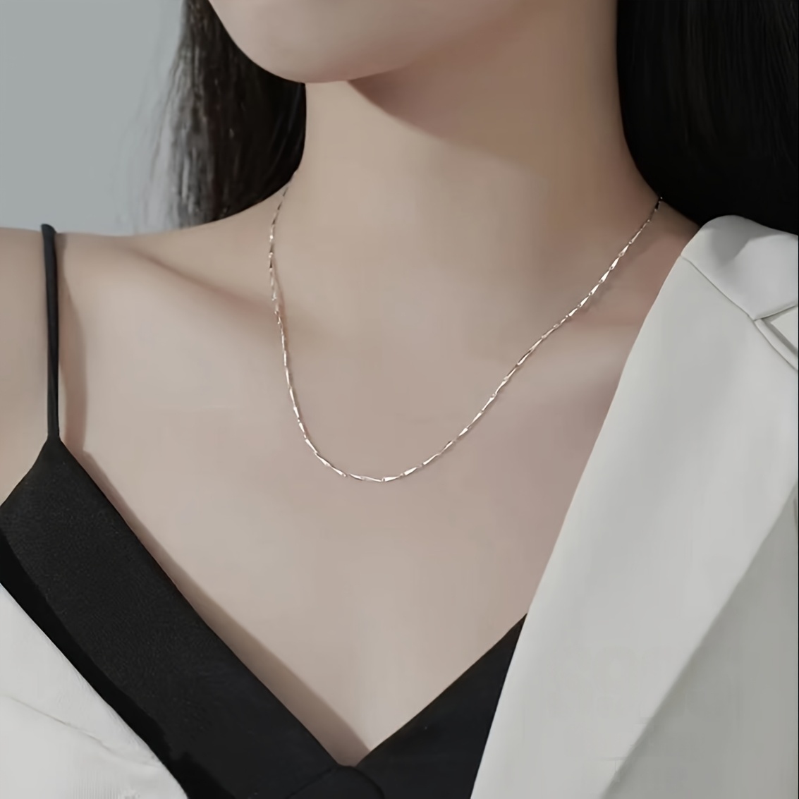 S925 Silvery Melon Seed Chain